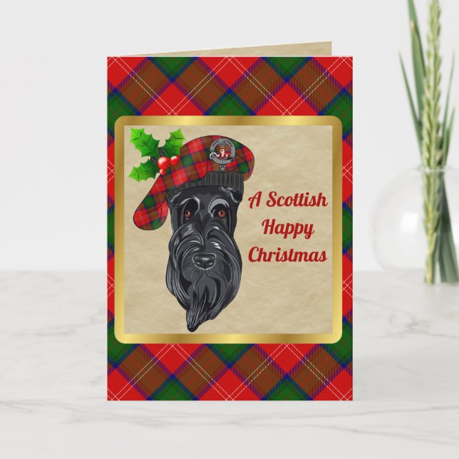 Chisholm Badge & Tartan Personalized Xmas Card (Front)