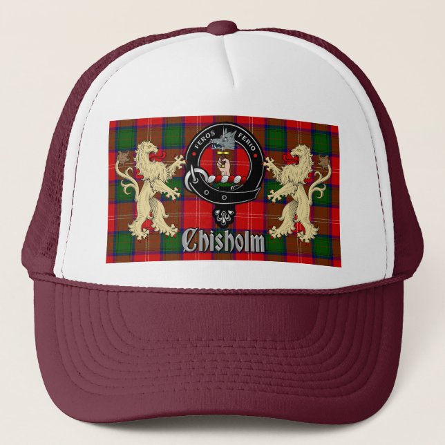Chisholm Clan Badge & Tartan Trucker Hat (Front)
