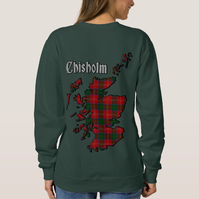 Chisholm Clan Badge & Tartan w/Motto Women's Sweatshirt (Back)