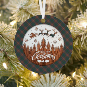 Chisholm Hunting Ancient  Tartan Christmas Metal Ornament
