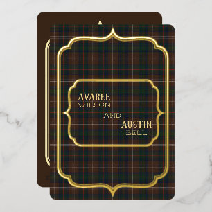 Chisholm Hunting Tartan Gold Foil  Foil Invitation
