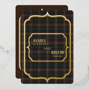 Chisholm Hunting Tartan Gold Foil  Invitation