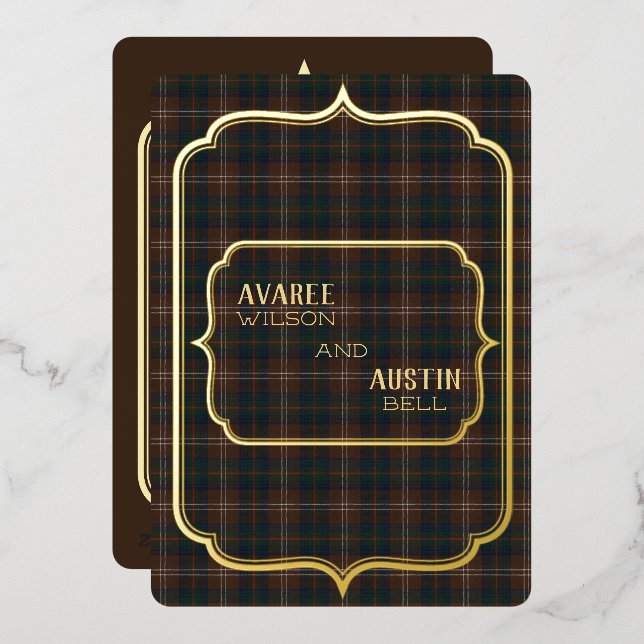 Chisholm Hunting Tartan Gold Foil  Invitation (Front/Back)