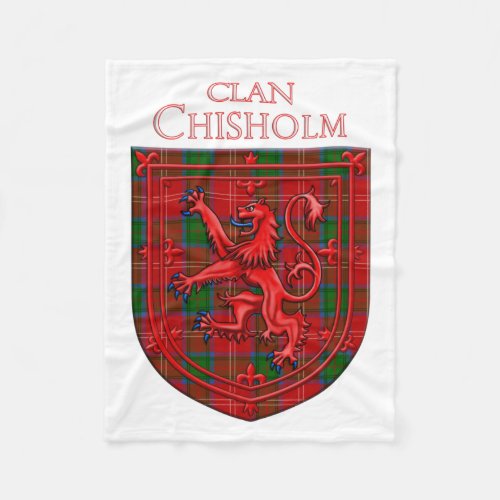 Chisholm Tartan Scottish Plaid Lion Rampant Fleece Blanket