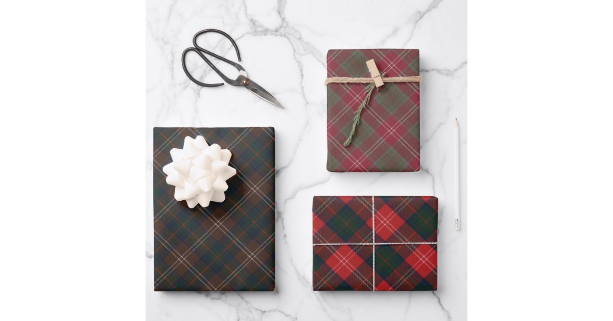 Chisholm Three Patterns Original Scottish Tartan Wrapping Paper Sheets ...