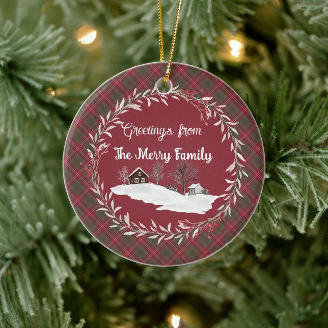 Chisholm Weathered Original Scottish Tartan Ceramic Ornament (Tree)