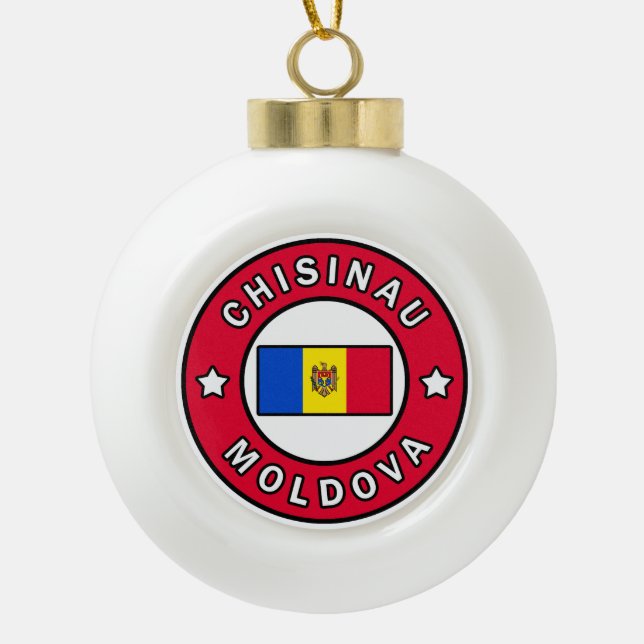 Chisinau Moldova Ceramic Ball Christmas Ornament (Front)