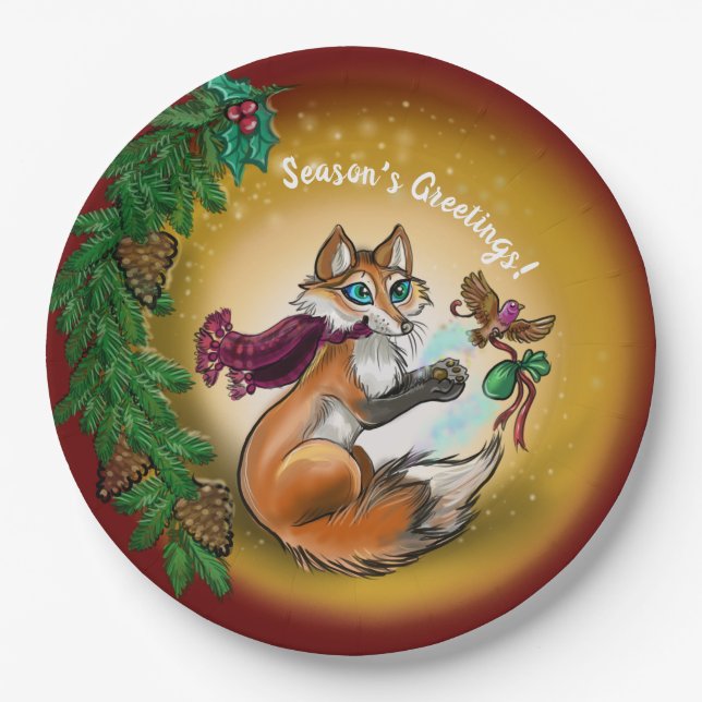 Chistmas gifting Fox Paper Plates (Front)
