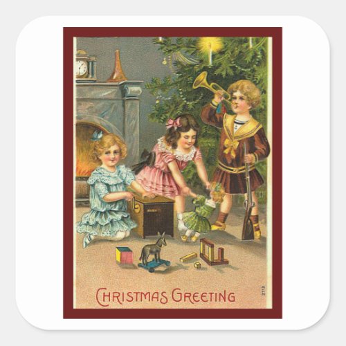 Chistmas Morning Gifts _ Vintage Christmas Square Sticker