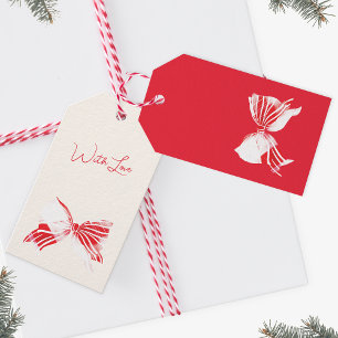 Chistmas Peppermint Plaid Tied With Bow Holiday Gift Tags