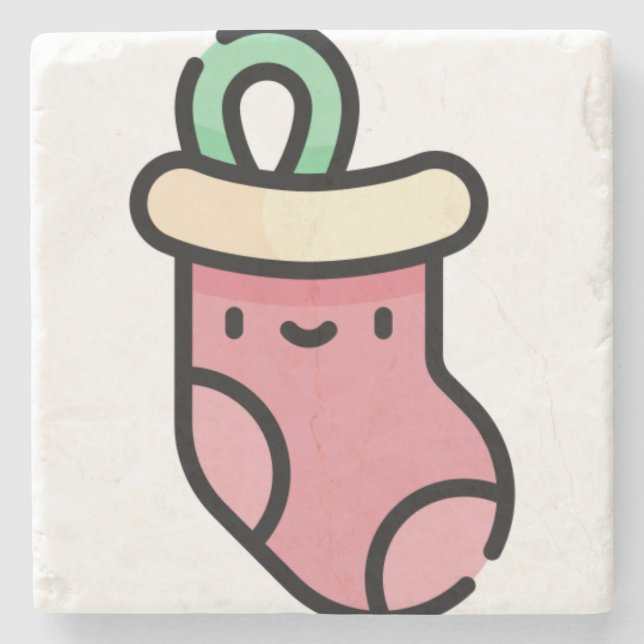 chistmas stocking stone coaster (Front)