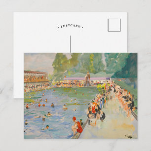 Chiswick Baths   Sir John Lavery Postcard