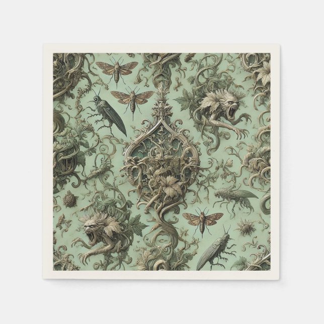 Chitinous Elegy – Gothic Insect  Napkins (Front)