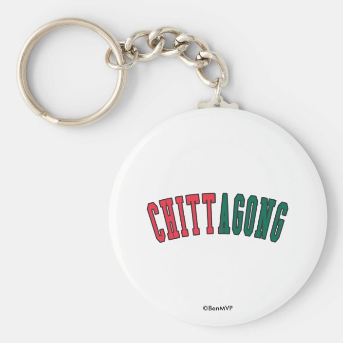 Chittagong in Bangladesh National Flag Colors Keychain