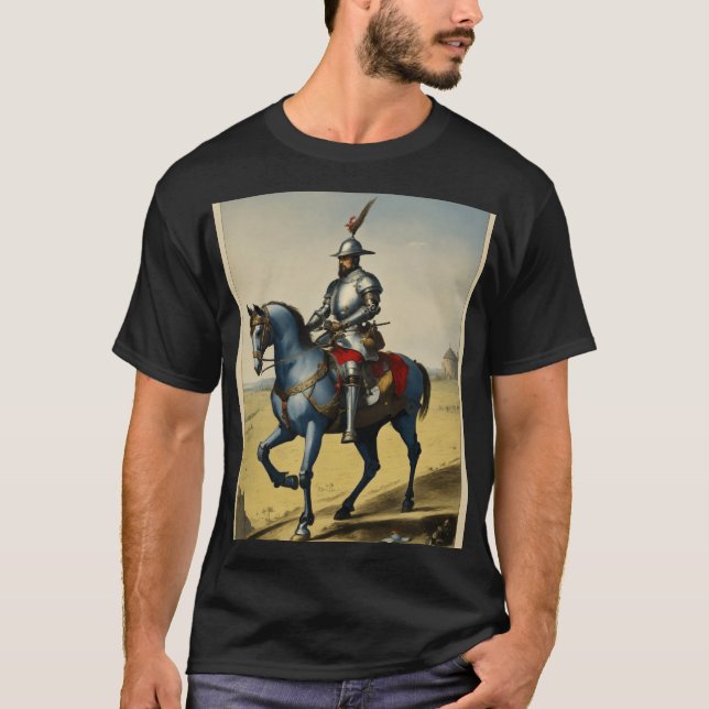 "Chivalric Knight on Horseback – Timeless Medieval T-Shirt (Front)