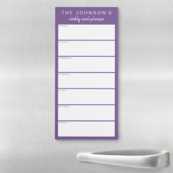 Chive Blossom Purple Weekly Meal Planner Magnetic Notepad by StripyStripes at Zazzle
