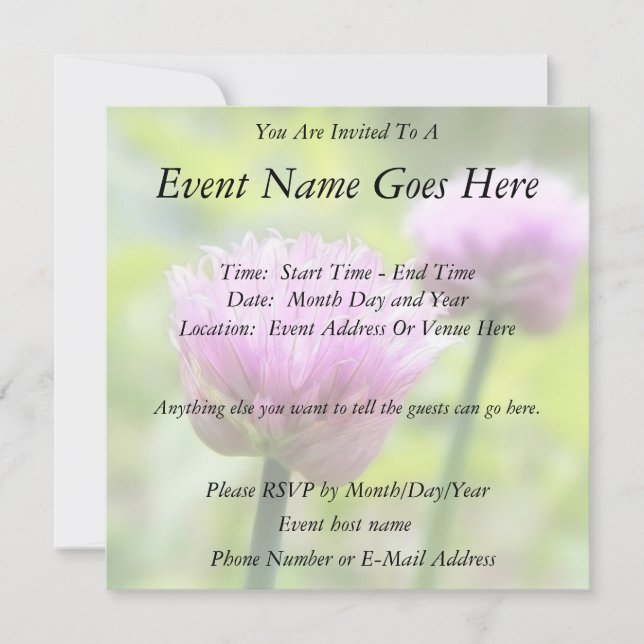 Chive Blossoms Invitation (Front)