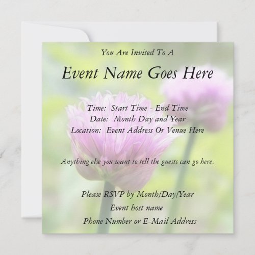 Chive Blossoms Personalized Invitation