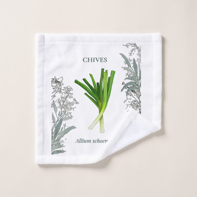 Chives — Allium schoenoprasum Bath Towel Set (Wash Cloth)
