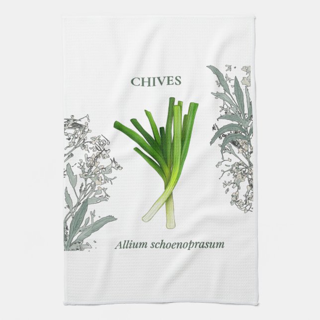 Chives - Allium schoenoprasum Kitchen Towel (Vertical)