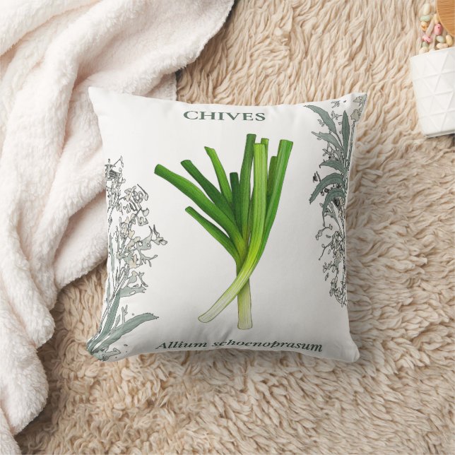 Chives — Allium schoenoprasum Throw Pillow (Blanket)