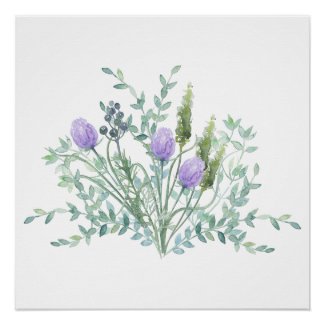 Chives and Herbs Watercolor Poster Print