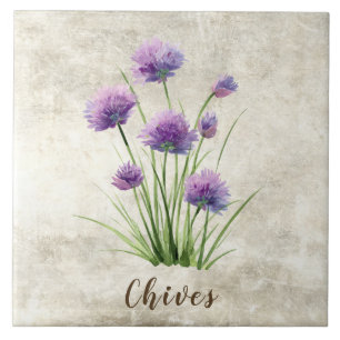 Chives Rustic Herbs Spices Faux Ceramic Tile