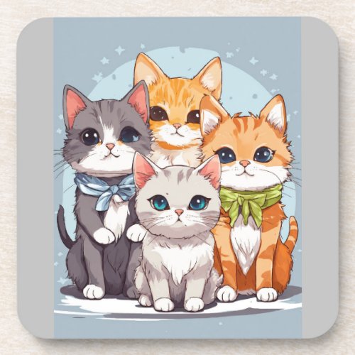 Chivi Cats Printed Hard Plastic Coaster Beverage Coaster
