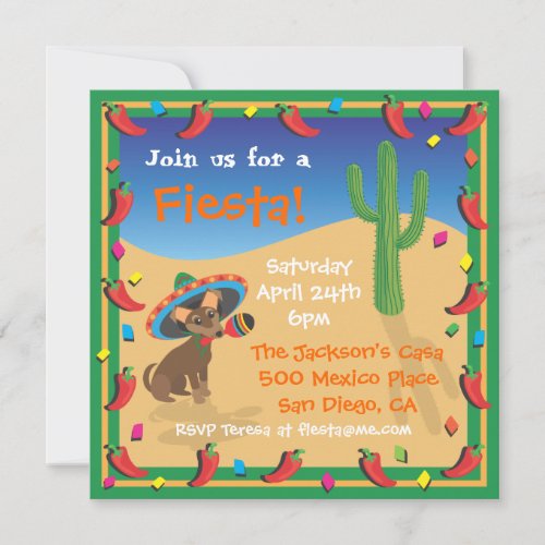 Chiwawa's Mexican Fiesta Party Invitation