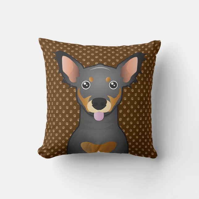 Chiweenie Dog Cartoon Paws Throw Pillow (Front)