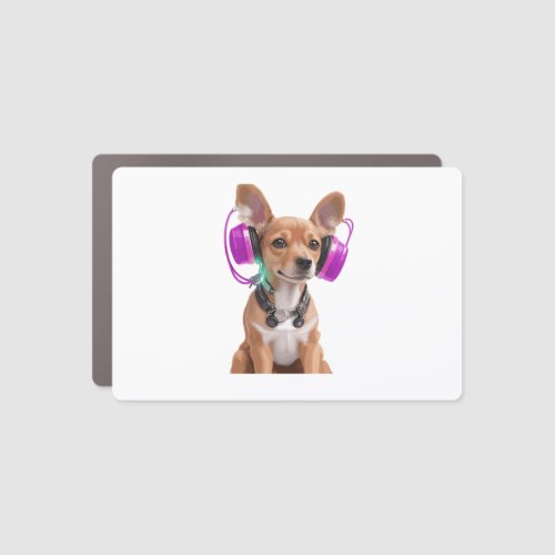 chiweenie dog listening to music   car magnet