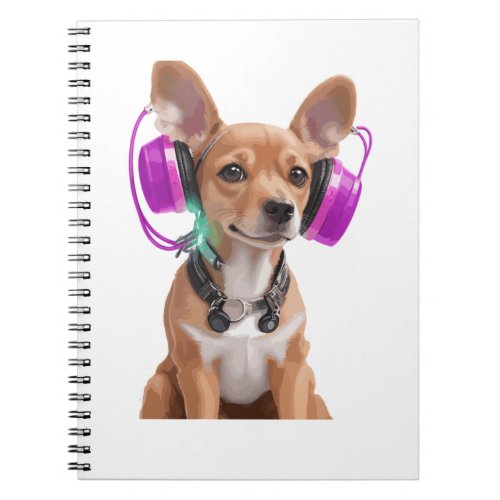 chiweenie dog listening to music   notebook