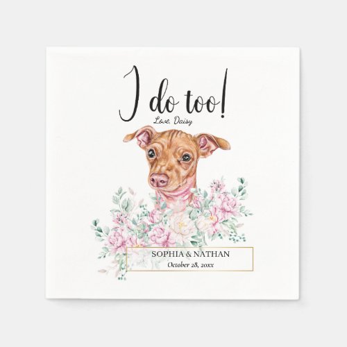 Chiweenie Dog Wedding Cocktail Napkins