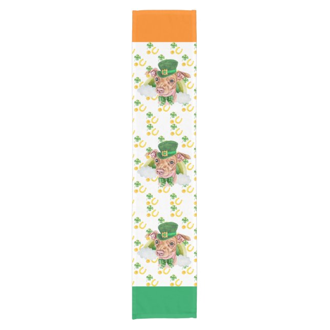 Chiweenie Holiday Home Decor St Patricks Day Short Table Runner (Front)