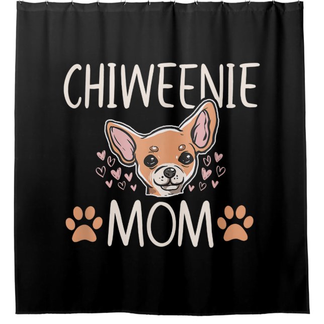 chiweenie mom chihuahua cute dog owner love lover shower curtain (Front)