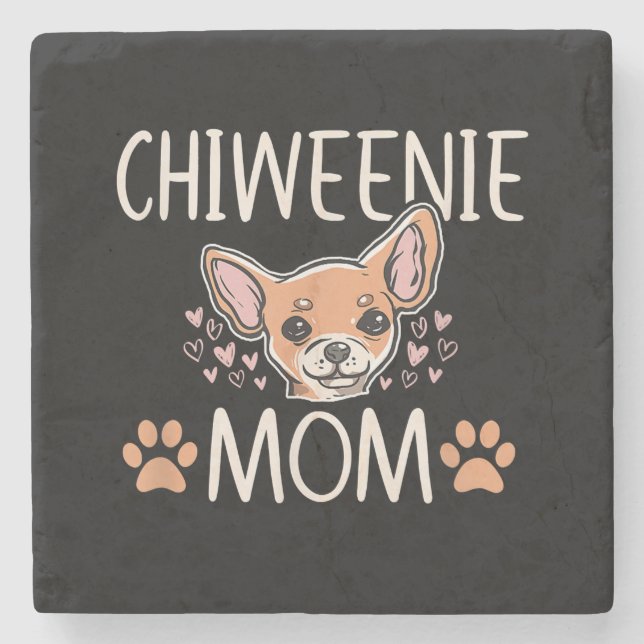chiweenie mom chihuahua cute dog owner love lover stone coaster (Front)
