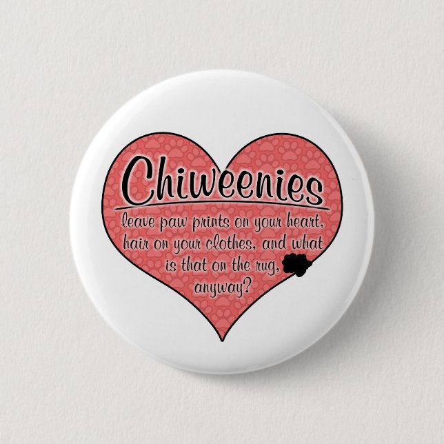 Chiweenie Paw Prints Dog Humor Button (Front)