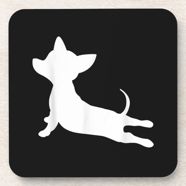 chiweenie yoga ness gift, chihuahua roofing dog beverage coaster (Front)