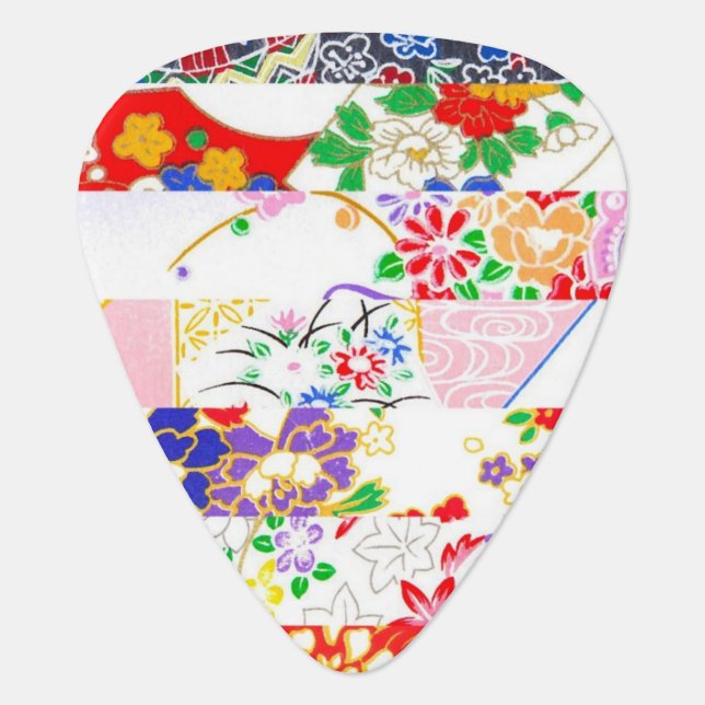 Chiyogami Rice Paper Pattern Designs Musician Guitar Pick (Front)