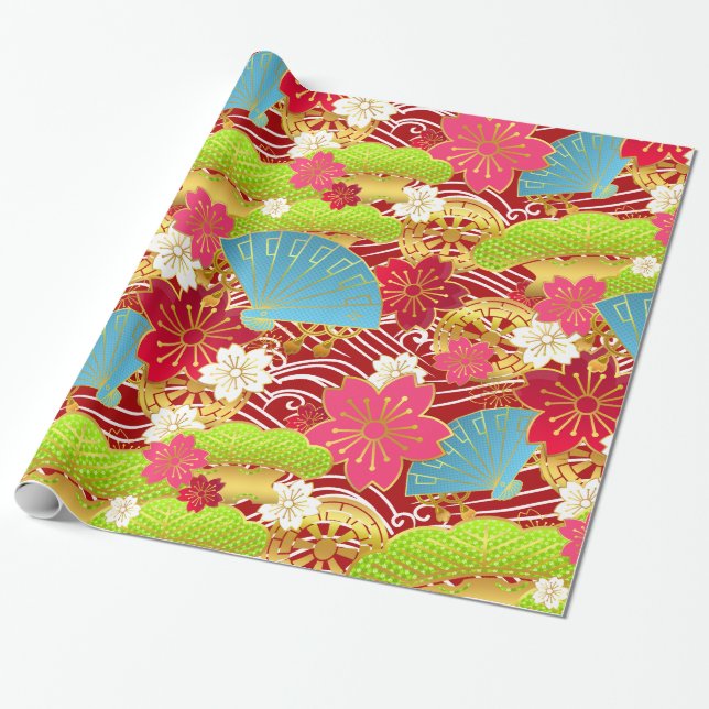 Chiyogami style Giftwrap Wrapping Paper (Unrolled)
