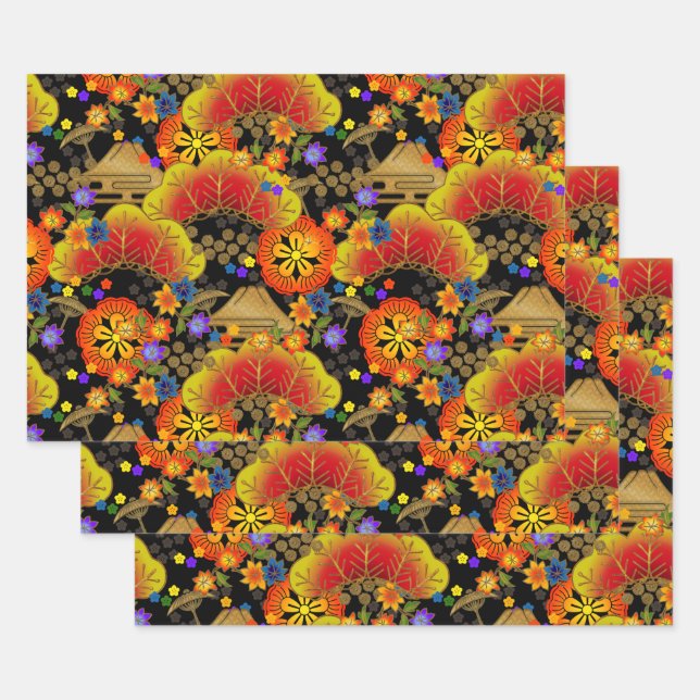 Chiyogami Yuzen Washi Style pattern Wrapping Paper (Set)