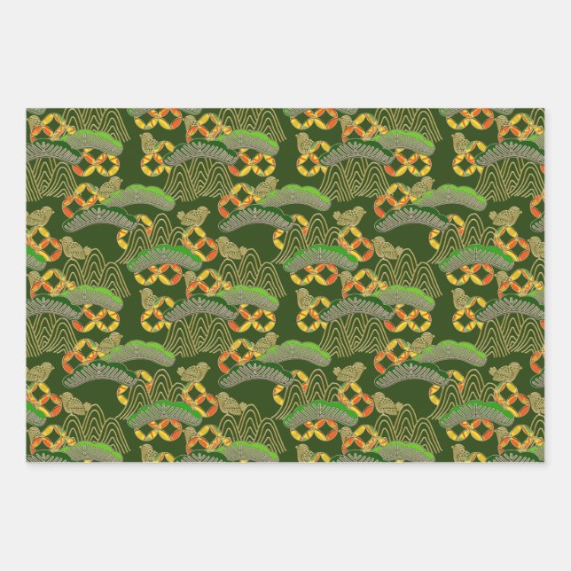 Chiyogami Yuzen Washi Style pattern Wrapping Paper Sheets (Front)