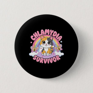 Chlamydia Survivor Cat Meme Funny Shirts For Men A Button