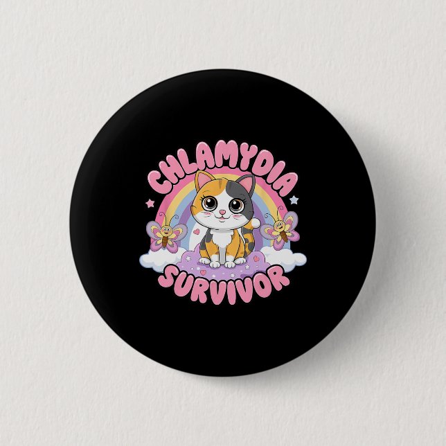 Chlamydia Survivor Cat Meme Funny Shirts For Men A Button (Front)