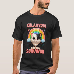 Chlamydia Survivor Cat Rainbow Cringe Weird Adult T-Shirt