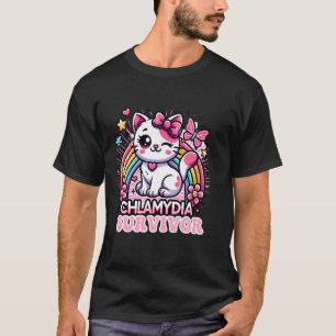 Chlamydia Survivor Funny Cat Sarcastic Y2K Humor T-Shirt