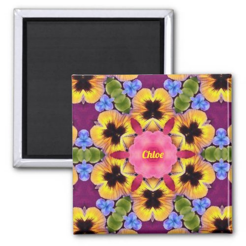 CHLOE  Abstract Pansy  Pink Blue Purple Yellow Magnet