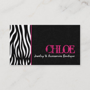 Chloe Black & Hot Pink Zebra Chic Business Card
