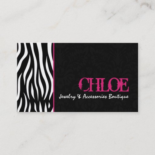 Customizable Chloe Black &amp; Hot Pink Zebra Chic Business Card