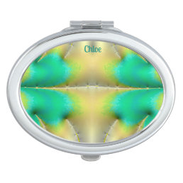 CHLOE ~ Green Yellow Blue 3D Fractal ~  Compact Mirror